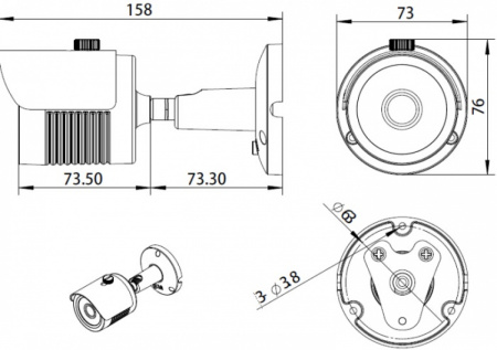 Комплект видеонаблюдения на 3 уличные камеры 5mpx